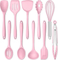 E-far Pink Silicone Cooking Utensils Set, 10-Piece Kitchen Utensil Set by E-far