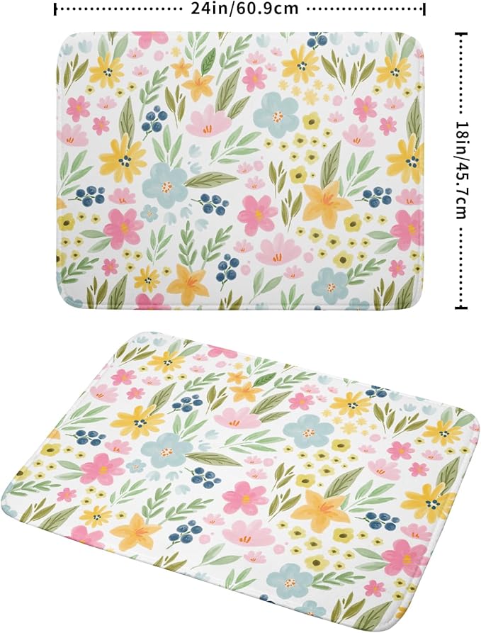 Spring Dish Drying Mat for Kitchen Counter Cute Floral Summer Holiday - Image 2