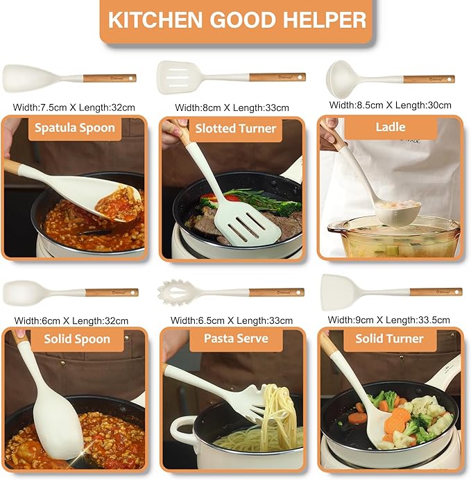 Large Silicone Kitchen Utensils Set, Heat Resistant and BPA Free Silicone - Image 7
