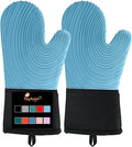 Silicone Oven Mitts-13.6 in Extended Oven Mitts Heat Resistant 500F, Oven Gloves by Tayfeim