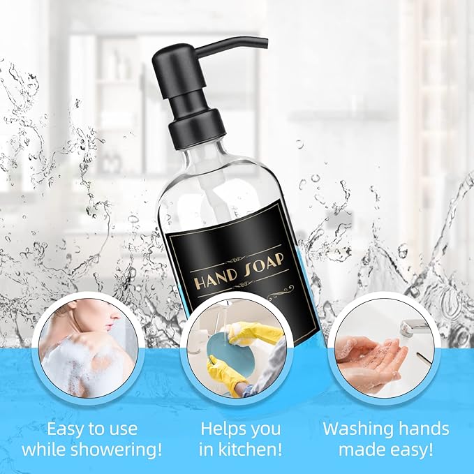 ARKTEK 2 Pack Refillable Glass Soap Dispenser - Image 4