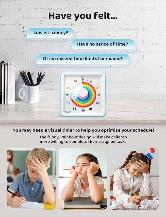LIORQUE 60 Minute Visual Timer for Kids, Visual Countdown Timer for Classroom - Image 3
