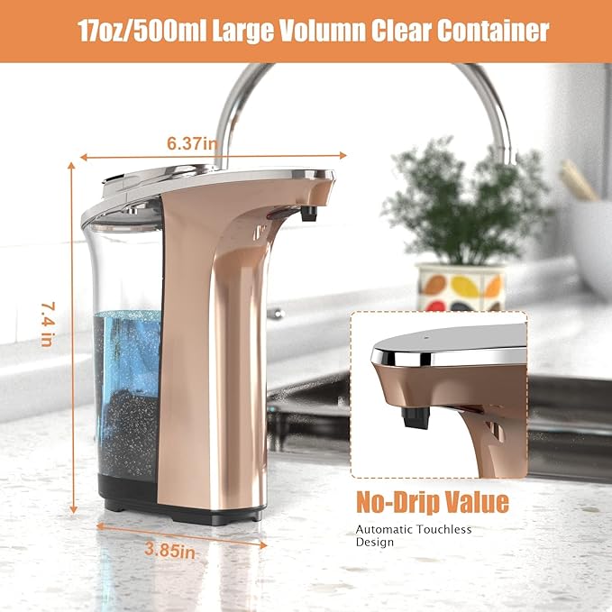 Automatic Soap Dispenser, PZOTRUF Touchless 17oz/500ml - Image 7