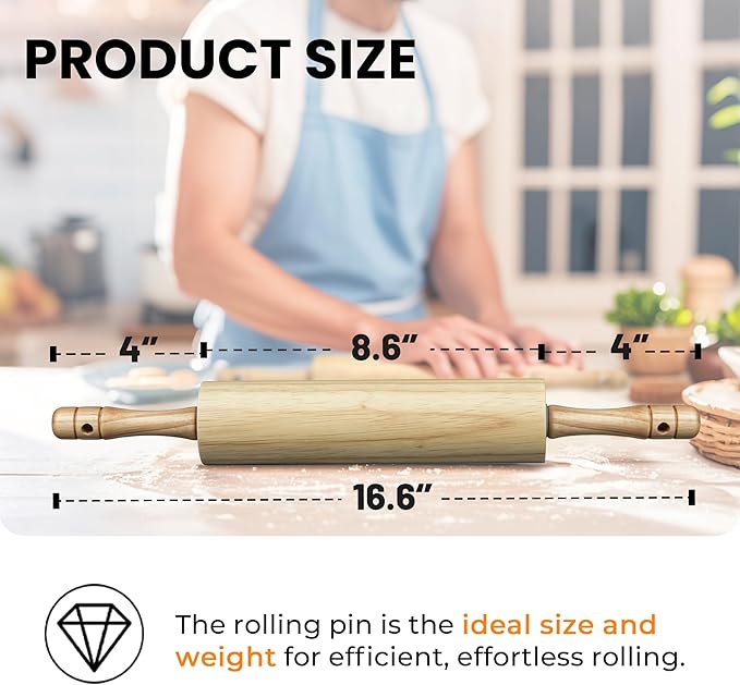 KARRYOUNG Rubber Wood Rolling Pin - Image 2