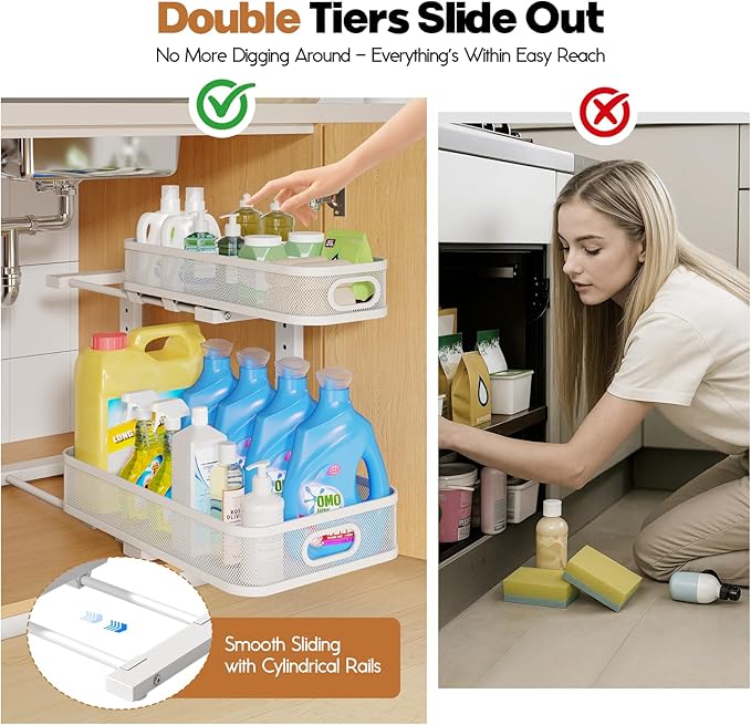 2 Pack 17.3IN-Depth Under Sink Organizer - Image 3