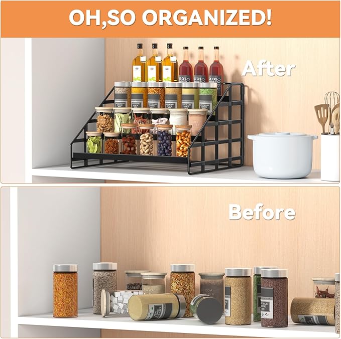 Bunoxea Spice Rack 4 Tier Kitchen Cabinet Organizer, Countertop Spice Rack - Image 5