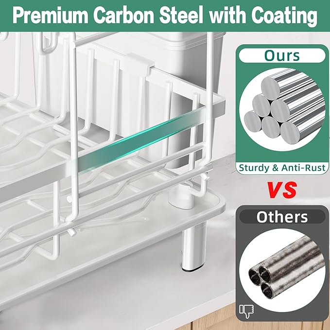 Dish Drying Rack, 2 Tier Dish Racks - Image 5