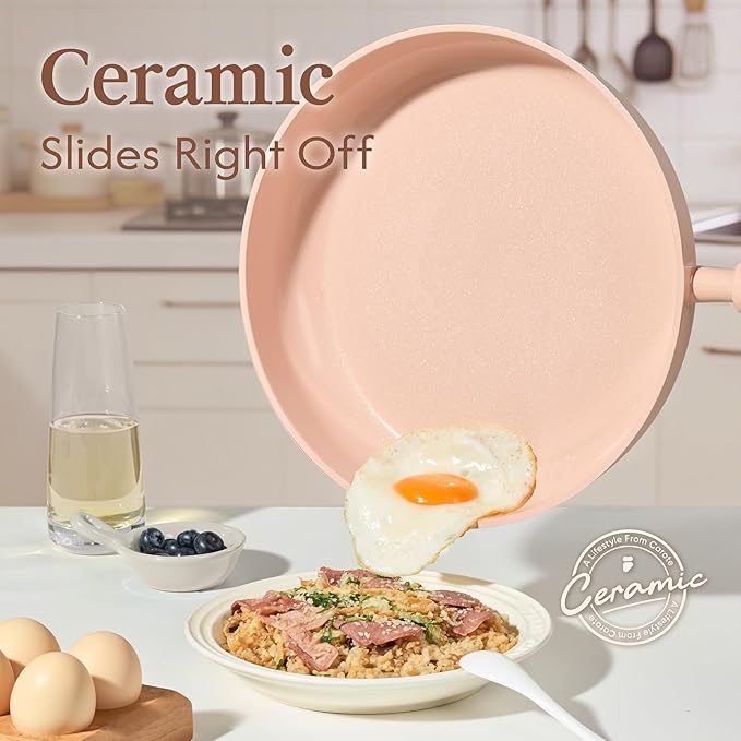 CAROTE Pots and Pans Set Nonstick, Ceramic Cookware Set, PFAS PTFE Free - Image 3
