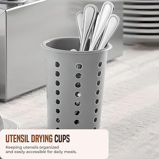 OCS Parts Perforated Utensil Drying Cups | Gray | Set of 3 | Plastic Flatware - Image 3