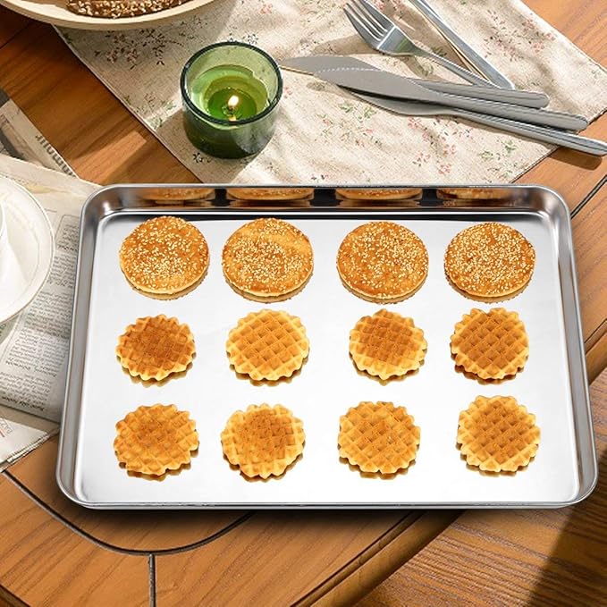 Baking Sheet with Rack Set, Wildone Stainless Steel Cookie Sheet Baking Pan - Image 5