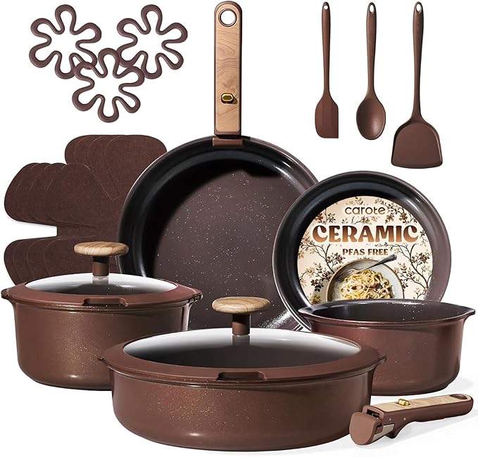 CAROTE Pots and Pans Set, Ceramic Cookware Set Non Stick by CAROTE
