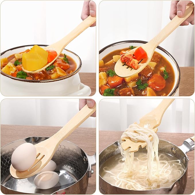 Wooden Spoons for Cooking is for All Kitchen. Made From Bamboo Wood, Wooden - Image 4