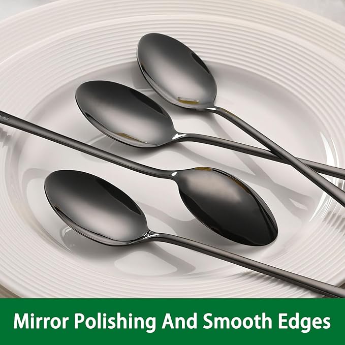 7.5 Inches Black Coffee Stirring Spoons Set, Long Handle Mixing Spoons - Image 3