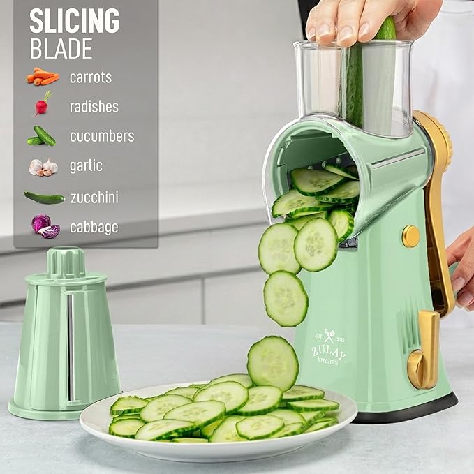 Zulay Kitchen Rotary Cheese Grater 5 Blade Cheese Shredder - Image 5