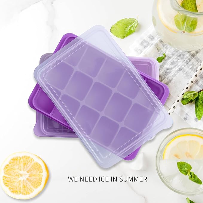 Tvmania Ice Cube Trays Set of 2, Easy Release 15 Flexible Silicone Ice Cube - Image 2