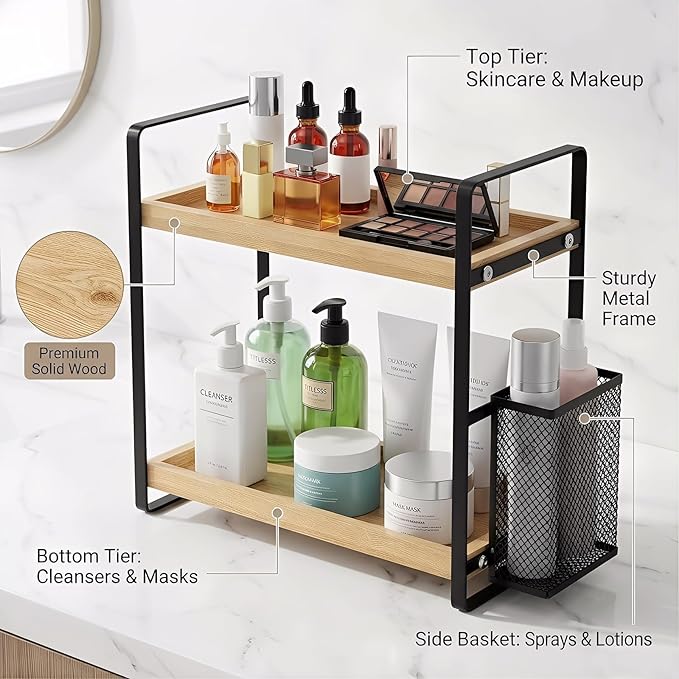 LEMIKKLE 2-Tier Wood Bathroom Counter Organizer - Image 4