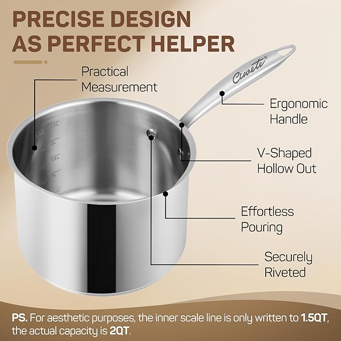 Ciwete 3 Qt Stainless Steel Saucepan - Image 6