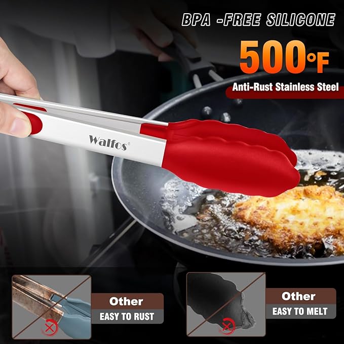 Walfos Silicone Tongs for Cooking - Image 3