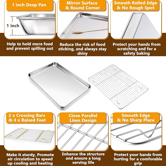 P&P CHEF 16 + 12.5 Inch Stainless Steel Baking Sheet - Image 3