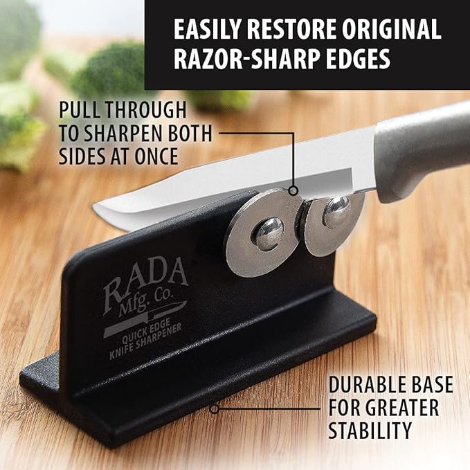 Rada Cutlery Quick Edge Knife Sharpener, 3.5" x 2", Stainless Steel Wheels - Image 3