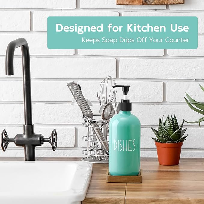 Turquoise Glass Dish Soap Dispenser - Image 2