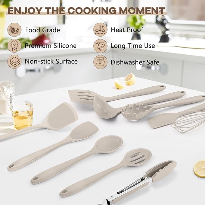 TeamFar Kitchen Cooking Utensils, 446°F Heat Resistant Kitchen Gadgets Tools - Image 7