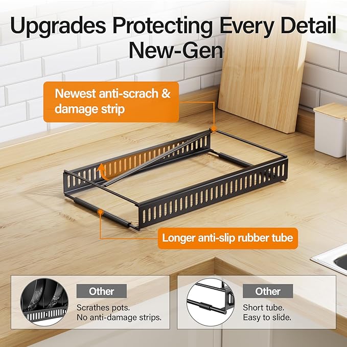 ORDORA Pots and Pans Organizer Under Cabinet, Expandable Cutting Board Pot Lid - Image 3