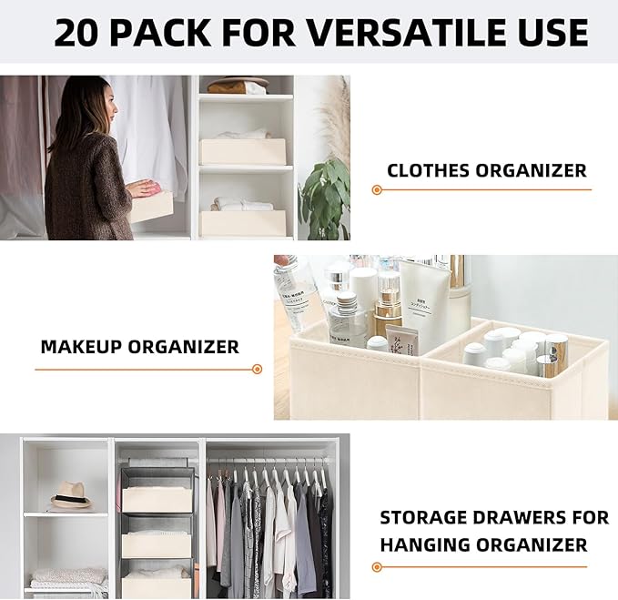 【FAMILY PACK】Drawer Organizer Clothes, 20 Pack Dresser Organizer Bins - Image 5