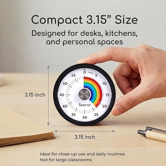 Searon Quiet Visual Timer with Magnet, Countdown Timer with Rainbow Disk and - Image 9