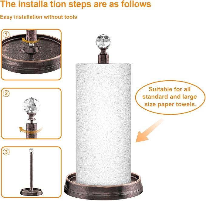 Kasunto Paper Towel Holder Steel Paper Towel Holder countertop，Paper Towel - Image 4