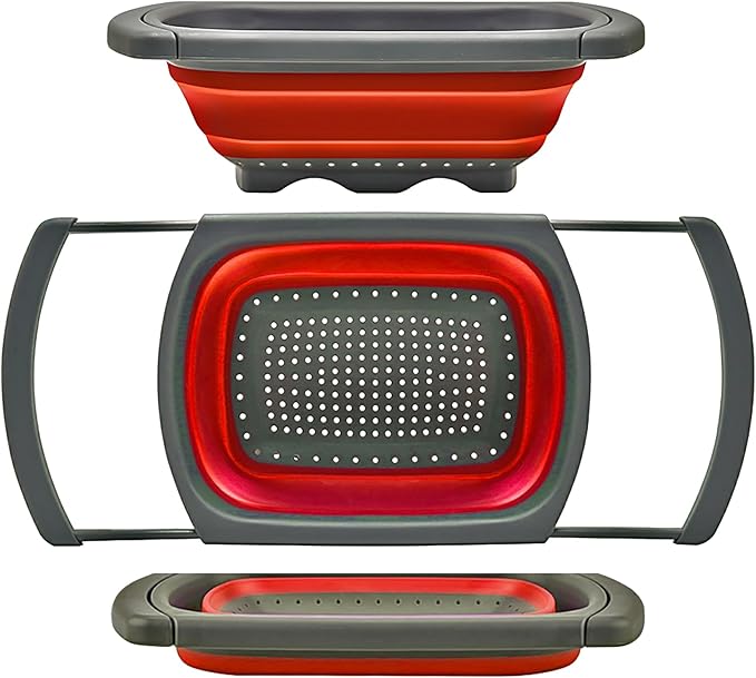 Qimh Colander Collapsible, Over The Sink Veggies/Fruit 6-Quart Strainers and by Qimh