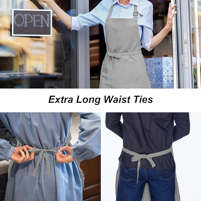 15 Pcs Adult Aprons Bulk with Pockets Adjustable Bib Chef Apron - Image 4