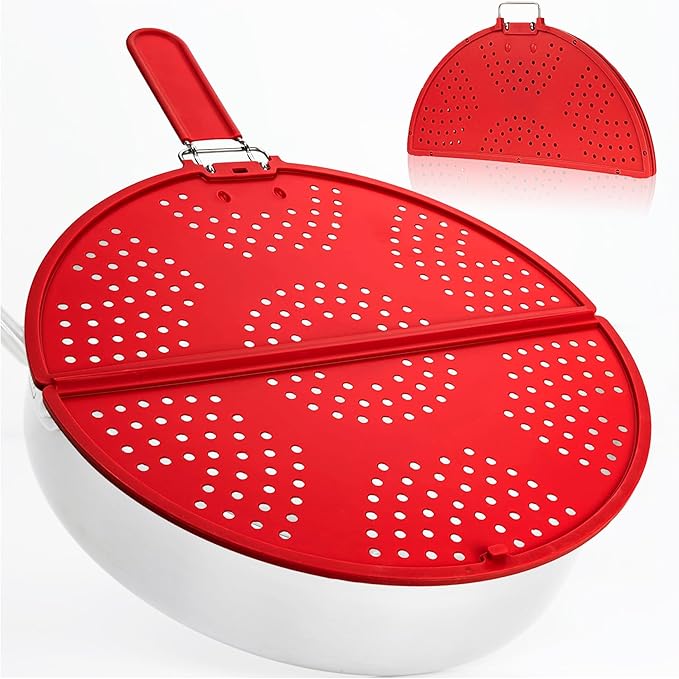 Foldable Splatter Screen for Frying Pan Grease Strainer Guard Silicone Splatter by Forever+Young+%26+Co.