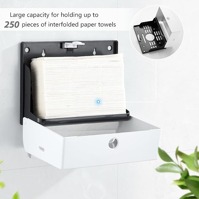 Paper Towel Dispenser for Home Bathroom: Modunful White ABS Multifold Paper - Image 3