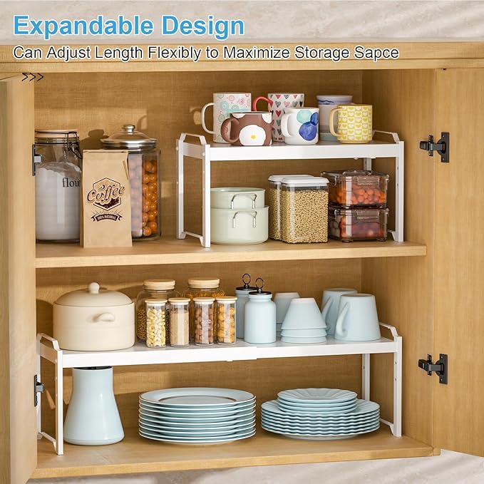 4 Pack Kitchen Cabinet Shelves Organizers, Kitchen Counter Storage Shelf Spice - Image 3