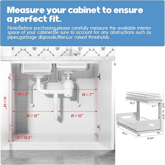 Under Sink Organizer Upgrade To Professional Rails, 2-Tier Dual Pull Out - Image 2
