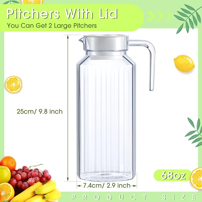 Panitay 2 Pcs 68 Ounces Plastic Pitcher - Image 2
