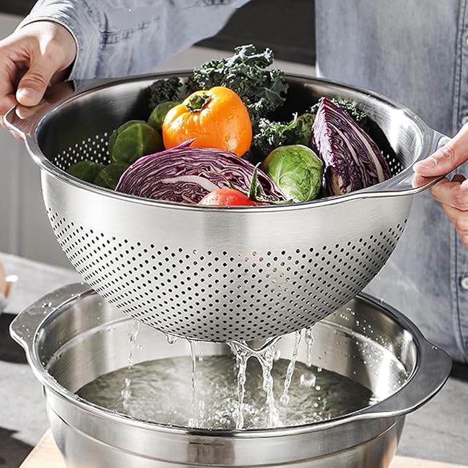 3 Pcs Stainless Steel Colander Strainer Set Metal Colander - Image 6