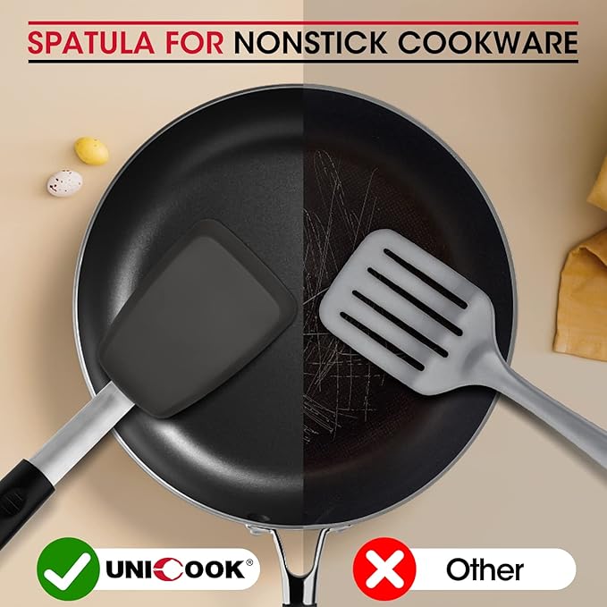 Unicook Flexible Silicone Spatula, 600°F Heat Resistant Silicone Turner - Image 4