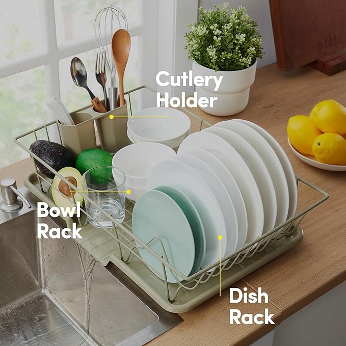 Space-Saving 3-Piece Dish Drainer Rack Set: Efficient Kitchen Organizer - Image 5