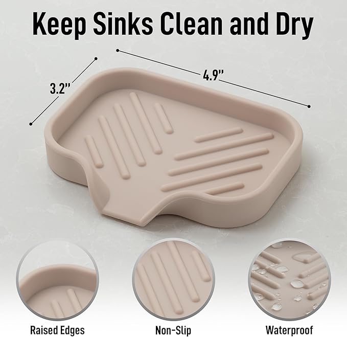 Zulay Kitchen Small Silicone Sponge Holder – Space-Saving Sink Organizer Tray - Image 4