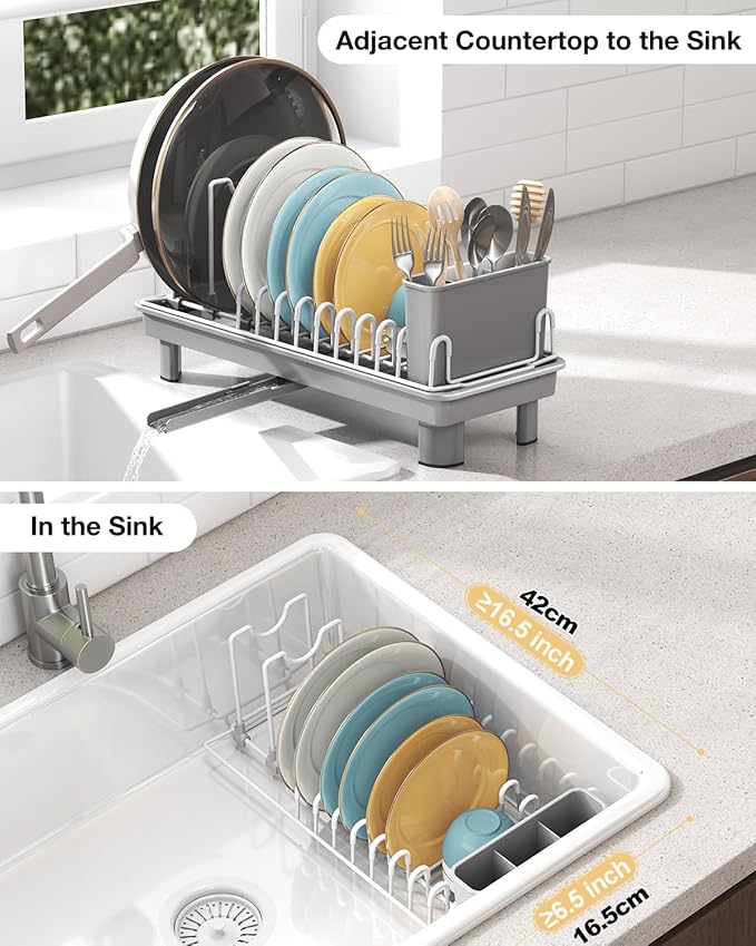 Dish Rack, Carbon Steel Small Dish Drying Rack Rustproof - Image 3