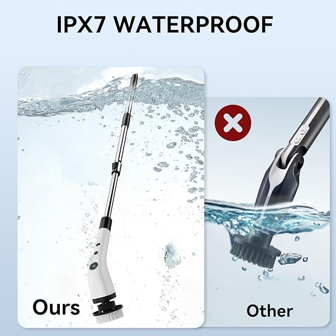 Electric Bathroom Cleaning Brush, Cordless Spin Scrubber Full Body Waterproof - Image 8