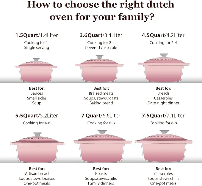 Overmont Enameled Cast Iron Dutch Oven - 7QT Pot - Heavy-Duty Cookware - Image 7