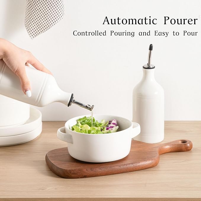 Sweejar Ceramic Olive Oil Dispenser Bottle Set, Opaque Oil Cruet Protects to - Image 3