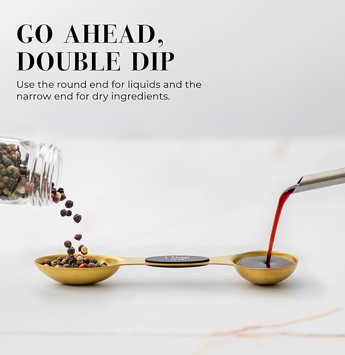 Magnetic Measuring Spoons Set – Stainless Steel Gold Measuring Spoons - Image 3