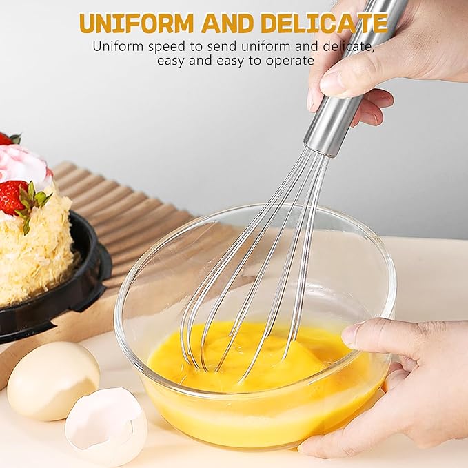 NileHome Stainless Steel Whisk Set 8" 10" Hand Blender + 12" Semi-Automatic - Image 5