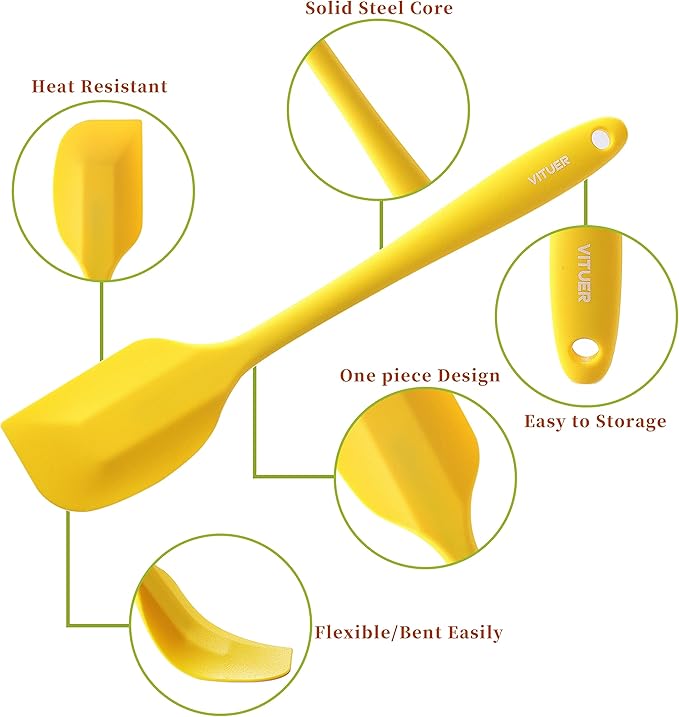 5PCS Silicone Rubber Spatula Set, VITUER Food Grade BPA-Free Spatulas - Image 3