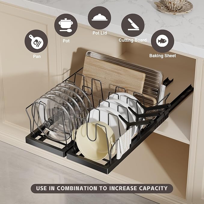 Magheo 2 Pack Pots and Pans Organizer Under Cabinet - Image 2