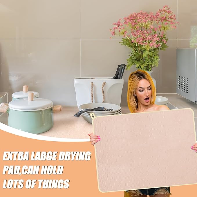 Hushee 2 Pack Extra Large Dish Drying Mat Microfiber Absorbent Dish Drying Pad - Image 5